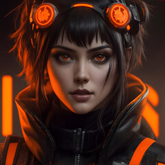 Portrait of a female cosplay warrior. 3d rendering.