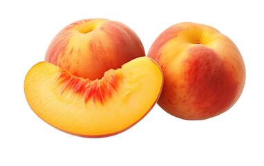 Fototapeta na wymiar Fresh and Flavorful Sliced Peach on a Clear Surface or PNG Transparent Background.