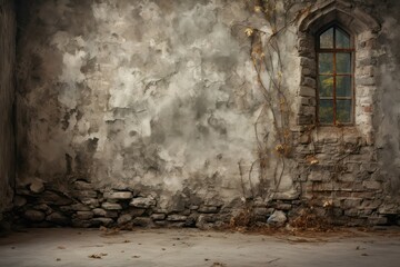 Crumbling ancient castle stone walls textured backdrop.