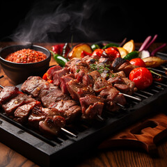 grilled meat on the grill, GENERATED AI