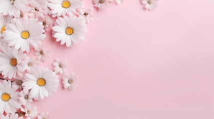 abstract color white and pink flowers on white background and white flower frame and orange leaves background texture, flowers banner, pink background