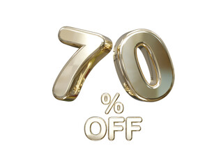 70 percent off discount sale 3d rendering text illustration