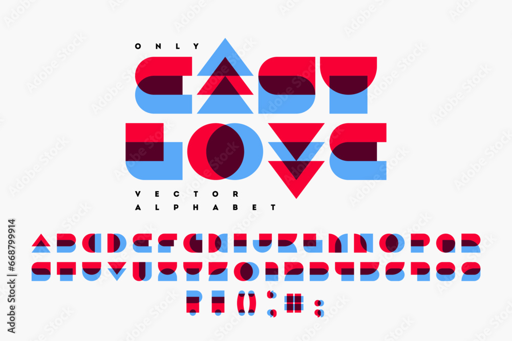Fototapete retro style display font only easy love. colorful alphabet with old fashioned geometric design. eleg