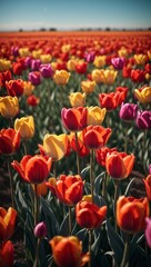 Fototapeta premium Vibrant Tulip Fields in Full Bloom