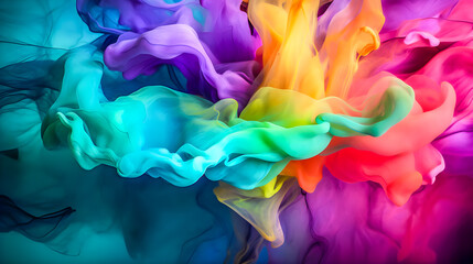 Free form of color created by dripping and pouring paint.