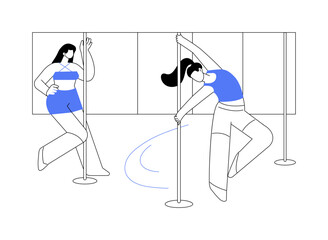 Pole dance classes isolated cartoon vector illustrations.