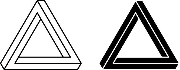 Penrose triangle vector icons. Outline logo - obrazy, fototapety, plakaty