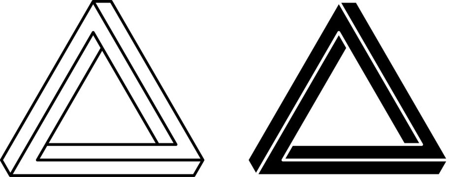 Penrose triangle vector icons. Outline logo