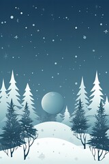 Universal winter landscape with Christmas trees