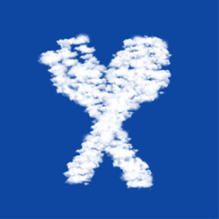 Clouds in the shape of a dinner time symbol on a blue sky background. A symbol consisting of clouds in the center. Vector illustration on blue background