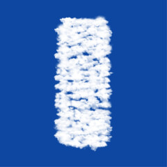 Clouds in the shape of a beer can symbol on a blue sky background. A symbol consisting of clouds in the center. Vector illustration on blue background