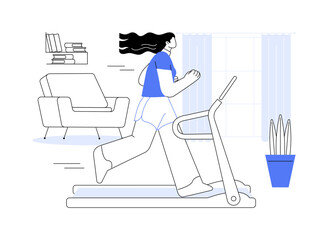 Home treadmill isolated cartoon vector illustrations.