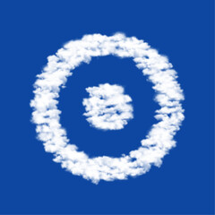 Clouds in the shape of a astrological sun symbol on a blue sky background. A symbol consisting of clouds in the center. Vector illustration on blue background