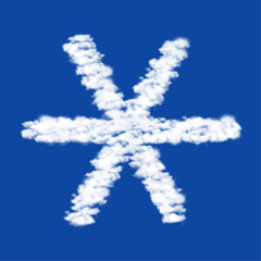 Clouds in the shape of a astrological sextile symbol on a blue sky background. A symbol consisting of clouds in the center. Vector illustration on blue background