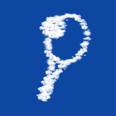 Naklejka premium Clouds in the shape of a tennis symbol on a blue sky background. A symbol consisting of clouds in the center. Vector illustration on blue background