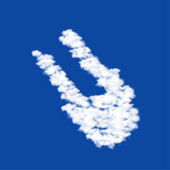 Fototapeta premium Clouds in the shape of a solo bobsleigh symbol on a blue sky background. A symbol consisting of clouds in the center. Vector illustration on blue background