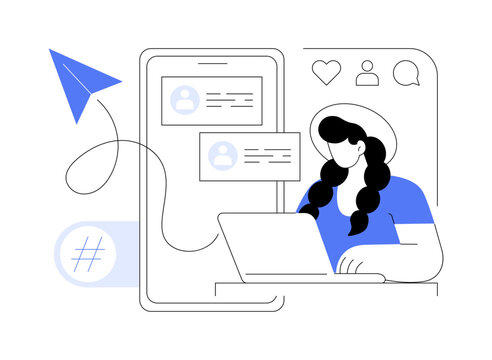 Interacting with followers isolated cartoon vector illustrations.