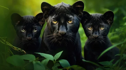 Foto op Canvas Family of black panthers in the wild © Veniamin Kraskov