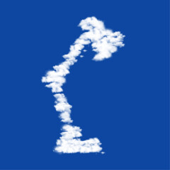 Clouds in the shape of a table lamp symbol on a blue sky background. A symbol consisting of clouds in the center. Vector illustration on blue background