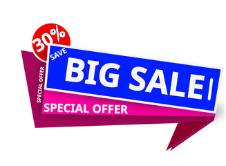 Special Offer banner design, blue and pink color, Vector Illustration with transparent background.Set of Editable minimal square banner template.