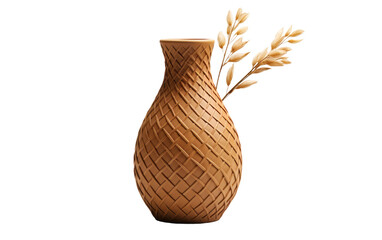 Decorating with Rattan-Wrapped Vases on a Clear Surface or PNG Transparent Background.