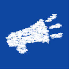 Clouds in the shape of a megaphone symbol on a blue sky background. A symbol consisting of clouds in the center. Vector illustration on blue background