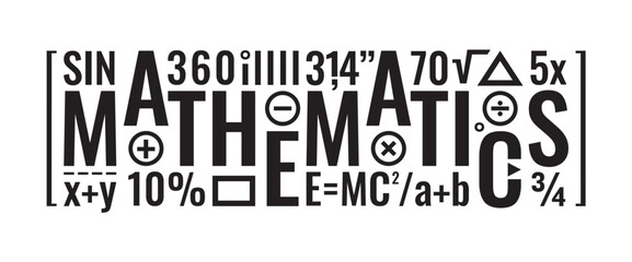 mathematics word and mathematical symbols vector