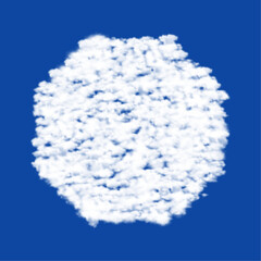 Clouds in the shape of a octagon symbol on a blue sky background. A symbol consisting of clouds in the center. Vector illustration on blue background