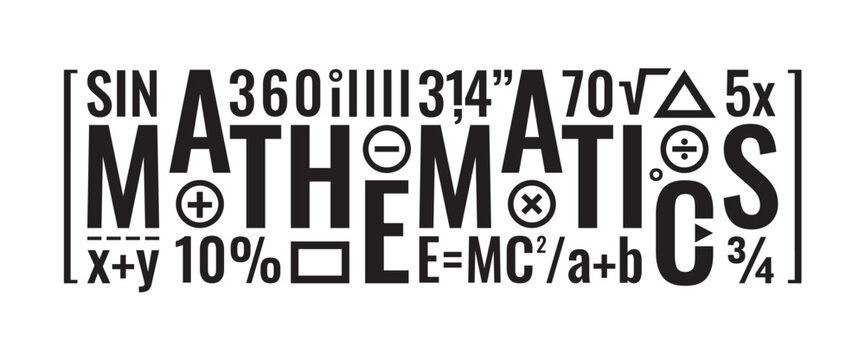 mathematics word and mathematical symbols vector