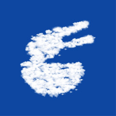 Clouds in the shape of a noodle symbol on a blue sky background. A symbol consisting of clouds in the center. Vector illustration on blue background