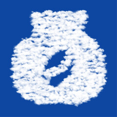 Fototapeta premium Clouds in the shape of a instant coffee symbol on a blue sky background. A symbol consisting of clouds in the center. Vector illustration on blue background
