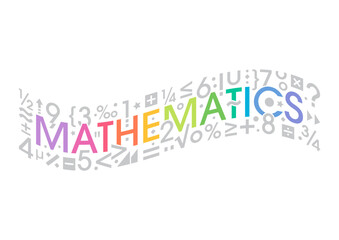 mathematics concept for education, university, academy. math symbols and math word. wavy math concept