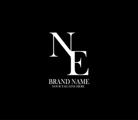 NE letter logo. Alphabet letters Initials Monogram logo. background with black