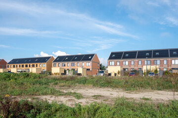 Fototapeta na wymiar New construction district - Nieuwbouwwijk - in Dronten, Flevoland province, The Netherlands