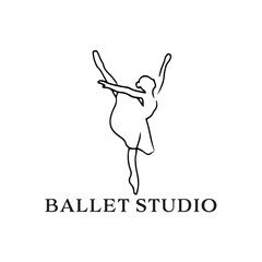 Naklejka premium a minimal line posture woman ballet dance studio logo 