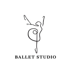 a minimal line posture woman ballet dance studio logo 