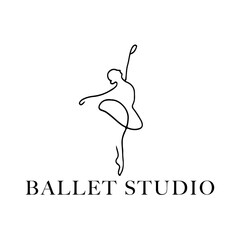 a minimal line posture woman ballet dance studio logo 