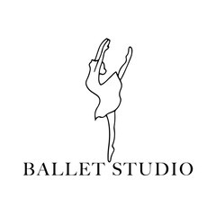 a minimal line posture woman ballet dance studio logo 