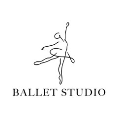 a minimal line posture woman ballet dance studio logo 