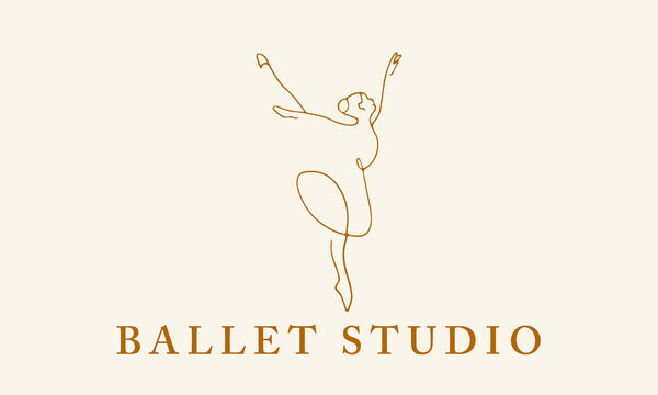 a minimal line posture woman ballet dance studio logo 