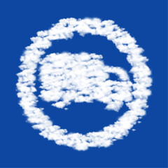 Clouds in the shape of a truck traffic sign on a blue sky background. A symbol consisting of clouds in the center. Vector illustration on blue background