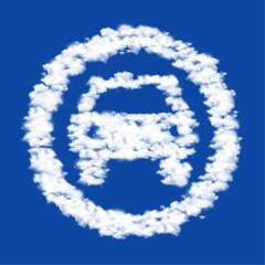 Clouds in the shape of a no car sign on a blue sky background. A symbol consisting of clouds in the center. Vector illustration on blue background