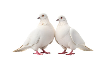 Obraz premium A pair of white doves are making love while sitting on a tree branch. Generative AI