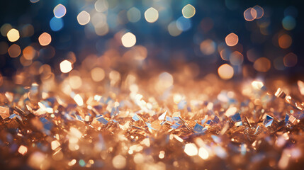 wallpaper of an elegant gold glitter background with blurred bokeh background