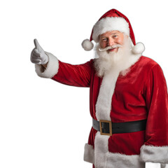 santa claus thumbs up isolated on transparent or white background, png