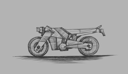 Fototapeta na wymiar electric motorcycle, sketch - digital painting 