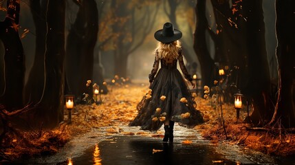 a pretty witch. it's time for helloween created by ai
