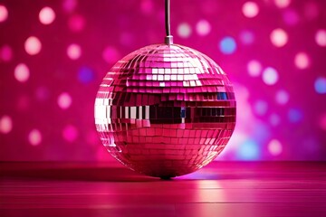 Obraz premium Pink disco ball,dance,light,culb,mirror,shine,celebration,Ai generated 
