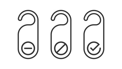 Do not disturb door hanger icon in outline stroke style, hotel service, simple outline flat style vector illustration.