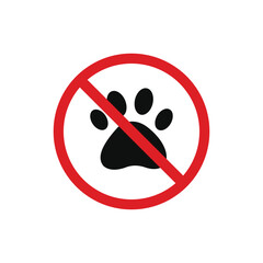 No animal icon sign symbol isolated on white background. No pets allowed icon